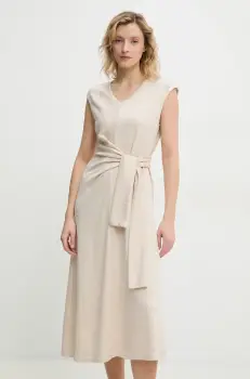 Answear Lab rochie culoarea bej, midi, evazati imagine