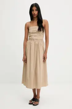 Answear.LAB rochie culoarea bej, midi, evazati imagine