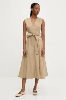 Answear Lab rochie culoarea bej, midi, evazati imagine