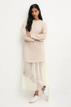 Answear.LAB rochie culoarea bej, midi, evazati imagine