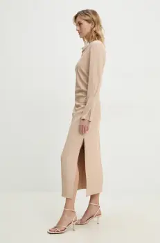 Answear Lab rochie culoarea bej, midi, mulata imagine