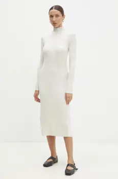 Answear Lab rochie culoarea bej, midi, mulata imagine