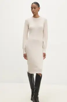 Answear Lab rochie culoarea bej, mini, drept imagine