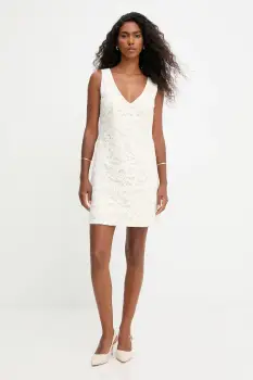 Answear.LAB rochie culoarea bej, mini, drept imagine