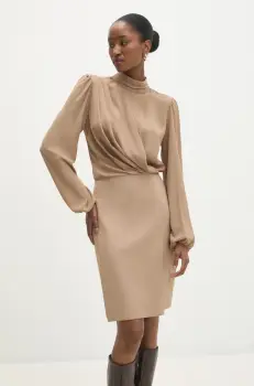 Answear Lab rochie culoarea bej, mini, mulata imagine