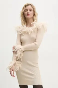 Answear Lab rochie culoarea bej, mini, mulata imagine