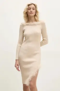 Answear Lab rochie culoarea bej, mini, mulata imagine