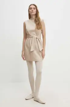 Answear Lab rochie culoarea bej, mini, oversize imagine