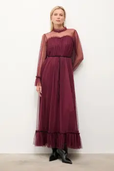 Answear.LAB rochie culoarea bordo, maxi, drept imagine