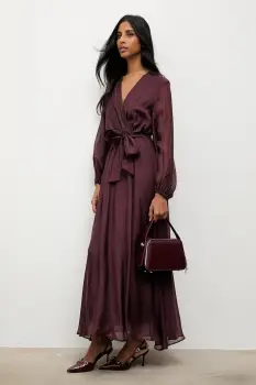 Answear.LAB rochie culoarea bordo, maxi, drept imagine