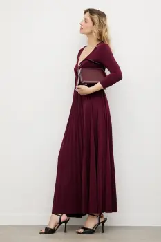Answear.LAB rochie culoarea bordo, maxi, evazati imagine