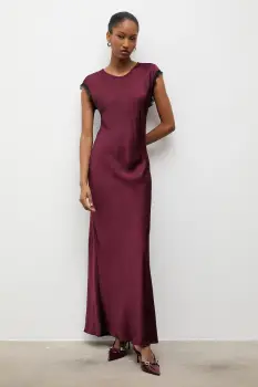 Answear.LAB rochie culoarea bordo, maxi, evazati imagine