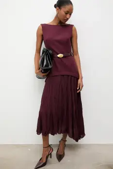 Answear.LAB rochie culoarea bordo, maxi, evazati imagine
