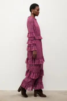 Answear.LAB rochie culoarea bordo, maxi, evazati imagine