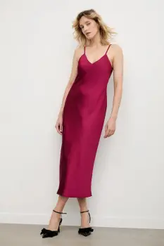 Answear.LAB rochie culoarea bordo, maxi, evazati imagine