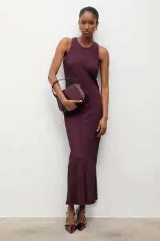 Answear.LAB rochie culoarea bordo, maxi, mulata imagine