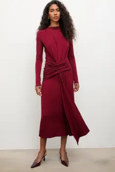 Answear.LAB rochie culoarea bordo, maxi, mulata imagine