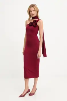 Answear.LAB rochie culoarea bordo, midi, drept imagine