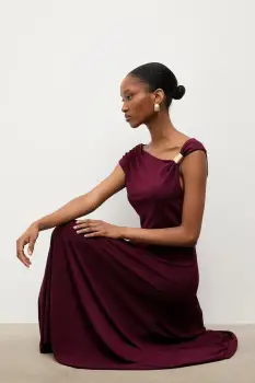 Answear.LAB rochie culoarea bordo, midi, evazati imagine