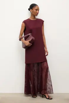 Answear.LAB rochie culoarea bordo, mini, drept imagine