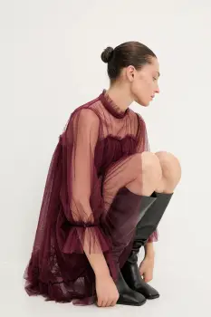 Answear.LAB rochie culoarea bordo, mini, evazati imagine