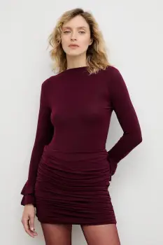 Answear.LAB rochie culoarea bordo, mini, mulata imagine