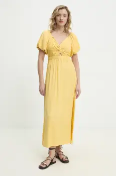 Answear Lab rochie culoarea galben, maxi, evazati imagine