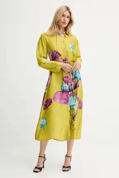 Answear Lab rochie culoarea galben, midi, evazata imagine