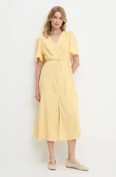 Answear Lab rochie culoarea galben, midi, evazati imagine