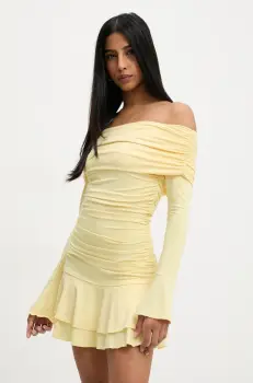 Answear Lab rochie culoarea galben, mini, evazati imagine