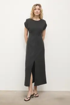 Answear.LAB rochie culoarea gri, maxi, drept imagine