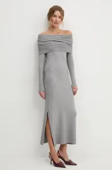 Answear Lab rochie culoarea gri, maxi, evazati imagine