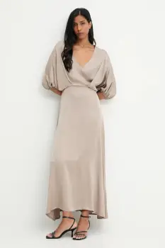 Answear.LAB rochie culoarea gri, maxi, evazati imagine