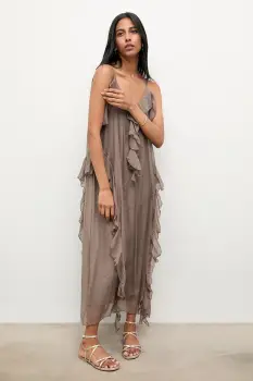 Answear.LAB rochie culoarea gri, midi, evazati imagine