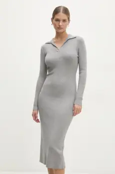 Answear Lab rochie culoarea gri, midi, mulata imagine