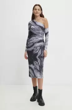 Answear Lab rochie culoarea gri, midi, mulata imagine