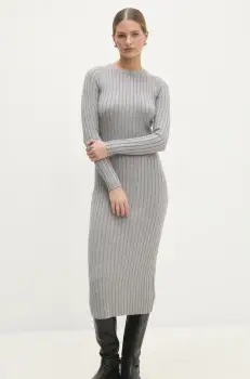 Answear Lab rochie culoarea gri, midi, mulata imagine