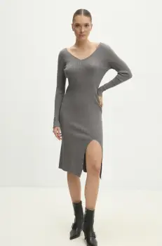 Answear Lab rochie culoarea gri, midi, mulata imagine