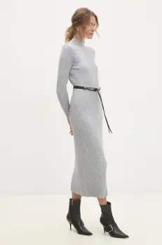 Answear Lab rochie culoarea gri, midi, mulata imagine