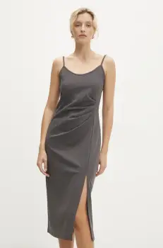 Answear Lab rochie culoarea gri, midi, mulata imagine