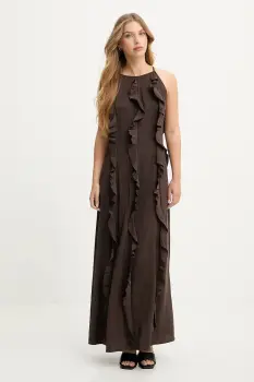 Answear.LAB rochie culoarea maro, maxi, drept imagine