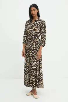 Answear.LAB rochie culoarea maro, maxi, drept imagine