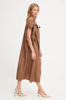 Answear.LAB rochie culoarea maro, maxi, drept imagine