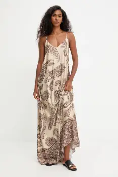 Answear.LAB rochie culoarea maro, maxi, drept imagine