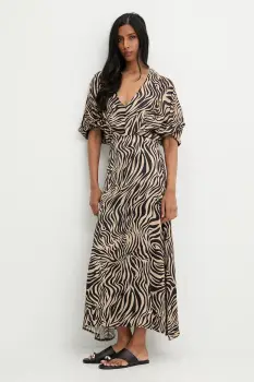 Answear.LAB rochie culoarea maro, maxi, drept imagine