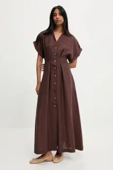 Answear Lab rochie culoarea maro, maxi, evazati imagine