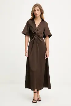 Answear.LAB rochie culoarea maro, maxi, evazati imagine