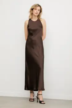 Answear.LAB rochie culoarea maro, maxi, evazati imagine