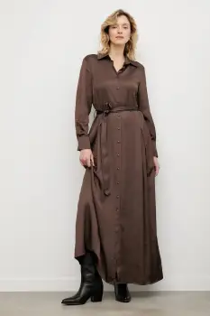 Answear.LAB rochie culoarea maro, maxi, evazati imagine