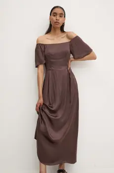 Answear Lab rochie culoarea maro, maxi, evazati imagine